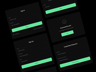 A collection of modals (Dark UI) dark mode fintech log in modal modal widows payment registration registration flow sign up ui design