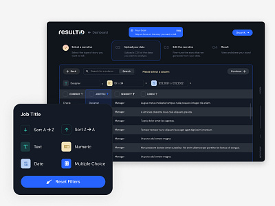 Dynamic Filters app dashboard filters table table view ui