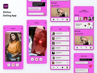Deiteu - Dating App android app brutalism bumble concept date dating dating app finder ios love match match finder match maker mobile neu britalism redesign tinder trend