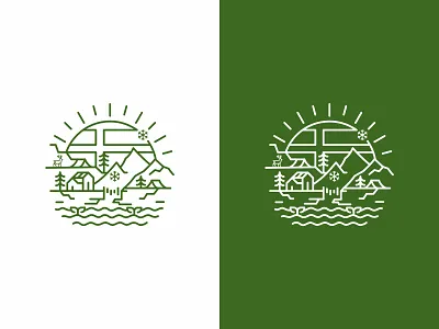 Camping at Storforsen badge logo branding camp campfire camping deer identity illustration logo mark mountain outdoor outdoor logo retro storforsen sweden symbol tree vintage waterfall