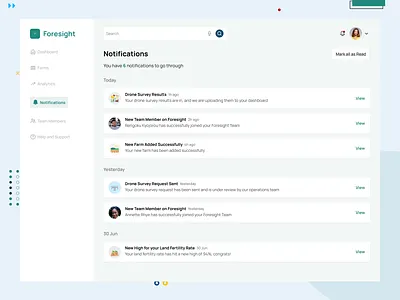 Notifications Page - SaaS Dashboard Design account create dashboard desktop figma foresight forms kenya notification notifications onboarding settings sign in sign up ui ui kit ux web web app webdesign