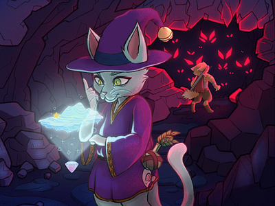 Fantasy Cat Duo 2d 2d design advertisement after effects animation art cat cats concept dd design dnd dungeons dragons fantasy graphic design illustration motion graphics photoshop procreate ui