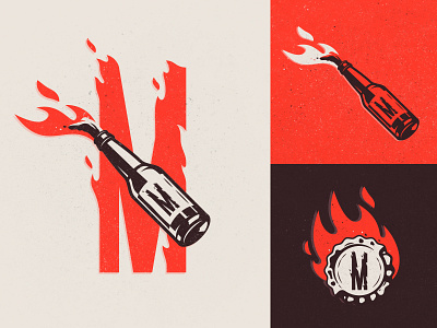 Molotov Secondary Badges badge badges bottle fire flames illustration logo type typography vector