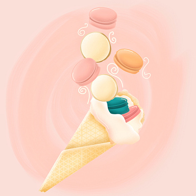 Ice Creamaroni artwork candy cream design dessert desserts flat design graphic design ice cream illustration illustrator infinite painter macaroni pastel poster snack sweet sweetness vector wip