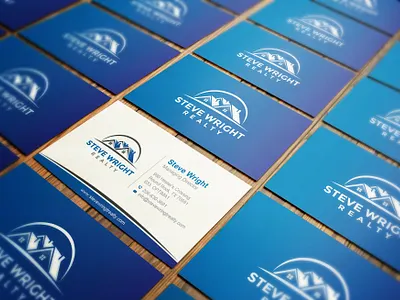 Logo and Business Card blue branding business card clean company construction corporate creative logo realty trendy