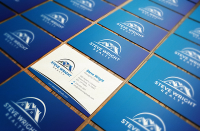 Logo and Business Card blue branding business card clean company construction corporate creative logo realty trendy