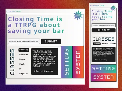 Daily UI - 003 - Landing page for upcoming TTRPG dailyui figma gradiant landingpage texture
