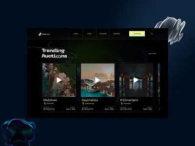 Video NFT Marketplace - Trending Auctions blockchain crypto landingpage marketplace nft webdesign