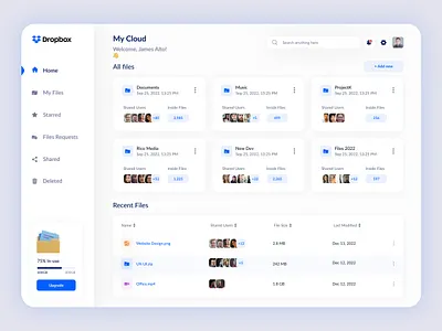 Dropbox Redesign Challenge challenge clean dashboard design dropbox file management files minimal redesign ui upload files ux