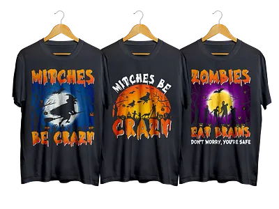 Trendy Halloween t shirt design creative halloween halloween t shirt happy halloween illustration retro trendy vintage witches be crazy zombies eat brains