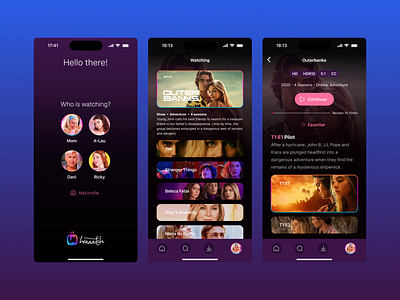 waaatch tv app case colors mobile productdesing streaming ui ux