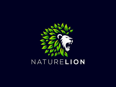 Nature Lion Logo animal animal logo animals animals logo green leaves logo leaves logo lion lion logo lion logo design lions nature nature lion logo nature logo pride lion logo pride logo tree logo yoga logo