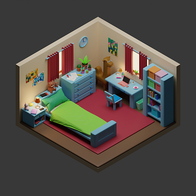 Cozy Room 3d blender blender3d cycles cyclesrender illustration interior interior design isometric isometricroom render room