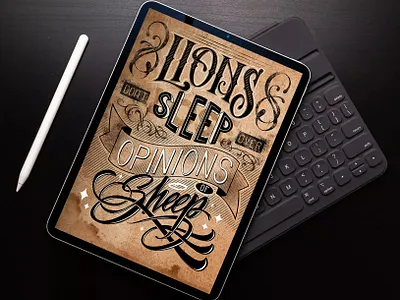 Lions graphic design ipad lettering mockup print type typography
