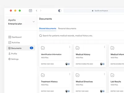 Apollo Dashboard admin dashboard doctors dashboard documents graphic design health healthcare medical dashboard medical records medication medicine minimal motion graphics patient product design saas ui ux