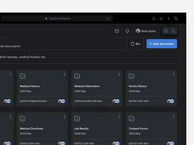 Apollo Dashboard appointment clean clinic dashboard graphic design health healthcare hospital interface light and dark mode medical dashboard minimal motion graphics patient dashboard product design sass sidebar ui ux