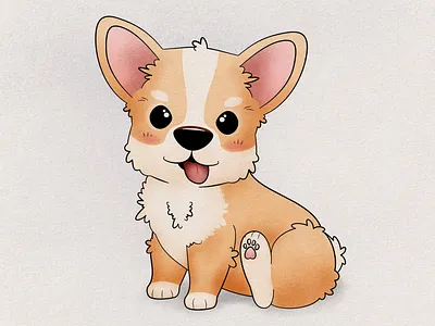 Happy corgi puppy birthday card cartoon corgi dog fun graphic design illustration puppy raster vector
