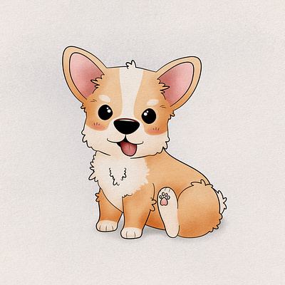 Happy corgi puppy birthday card cartoon corgi dog fun graphic design illustration puppy raster vector