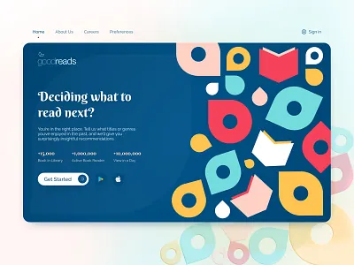 goodreads redesign book book shop book store concept figma glassy goodreads hero landing library reading redesign sharp social ui ui design web