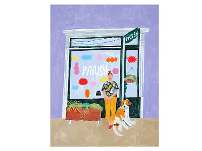 Pansy childrenbook collage color design editoral illustration mixed media painting paper collage paperart shop