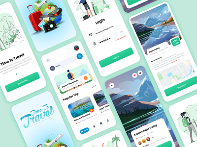 Travel app UX & UI adventure app apps booking booking app clean design destination explore flight app illustration ios ios app mobile app travel travel agency travel app ui uiux vacation app