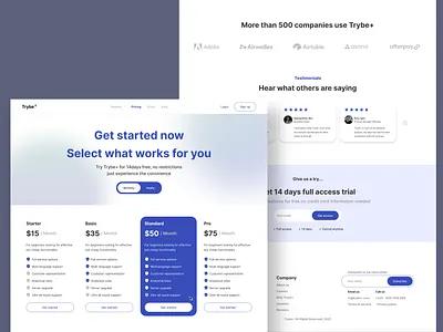 Plan pricing page pricing ui website