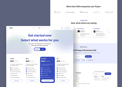 Plan pricing page pricing ui website