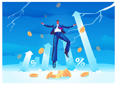 Business Success ! animation artwork blue business concept design design art drowning graphic design growth illustration illustrator man money vector art