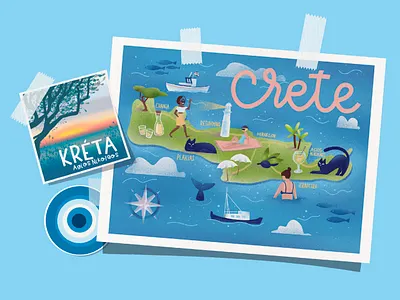 Crete, Greece 🇬🇷🌴 branding cat chic crete design graphic design greece greetings illustration illustrator lettering logo love summer summertime sunset travel ui ux vector