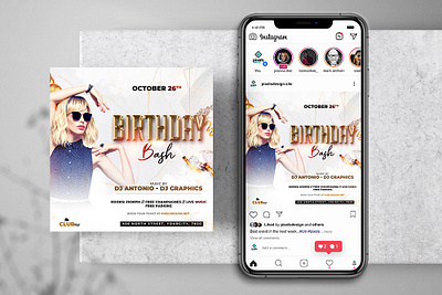 Birthday Bash Party Instagram PSD Templates bash birthday birthday flyer design flyer flyer design instagram psd flyer template