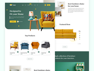 Furniture landing page bedroom chair clean ecommerce furniture homepage interior landing page sofa table web design website wood