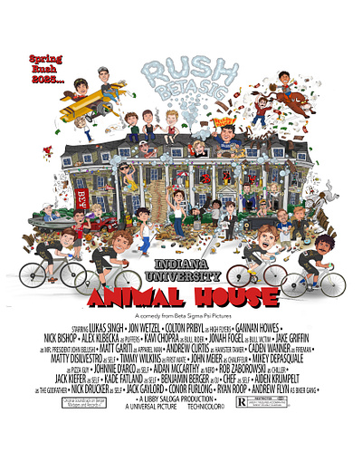 "Animal House" Fully Custom Spoof graphic design hand drawn photoshop pop culture poster tshirt design