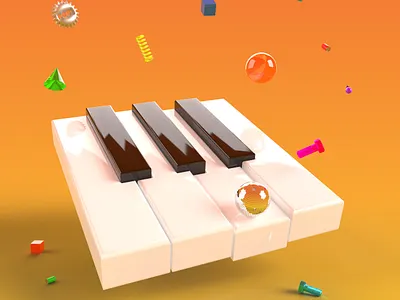 PIANO 3d 3d icon camp design disco fun graphic design icon illustration piano render surreal tombo