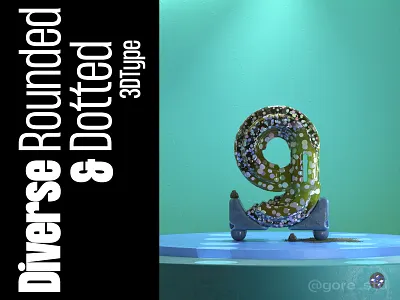 Diverse Number 9 3d 3d artist 3dfont 3dillustration 3dtype 3dtypo abstractype contemporarytype design digital art experimental type gore std graphic design illustration type typography