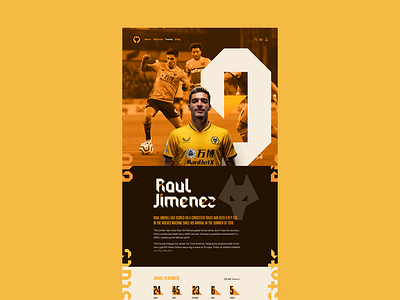 Player profile page concept branding football club jimenez orange player profile soccer sports striker ui web design wolverhampton wanderers wolves wolves fc