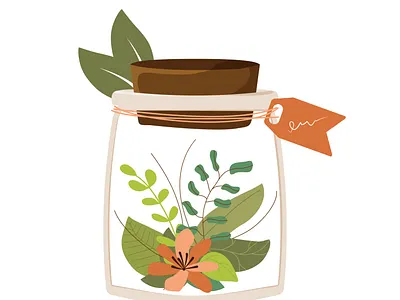 Jar with plants inside eco illustration inside jar plants vector