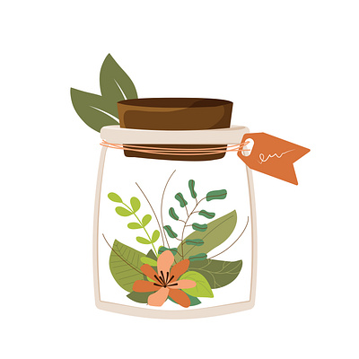 Jar with plants inside eco illustration inside jar plants vector