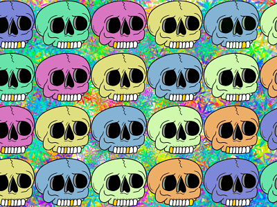 Skull pattern bold colour design digital art doodle drawing graphic design illustration logo pattern procreate repeat pattern skull vector