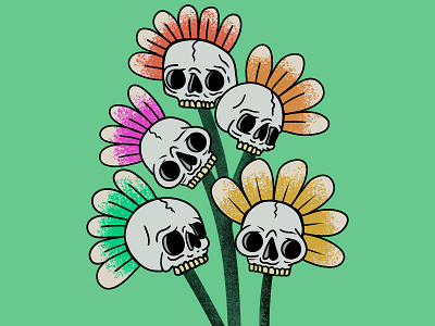 Skulls in bloom bold design digital art flower graphic design illustration logo procreate skull tattoo style vector
