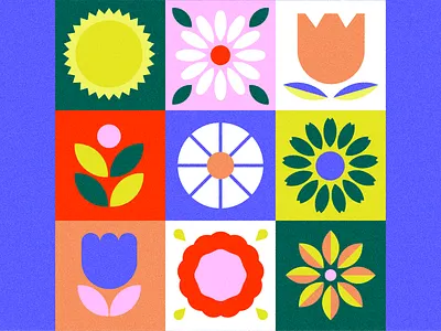 Sunshine floral flowers geometric shapes illustration leaves sunshine