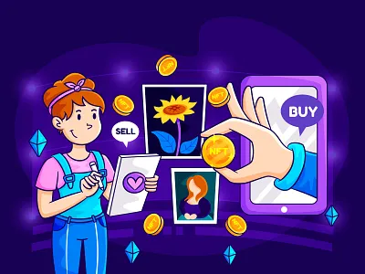 NFT World art bank cartoon crypto currency cyber design digital doodle graphic design illustration landing page museum nft online ui vector website