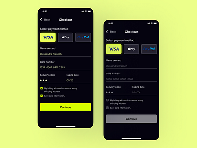Checkout app design branding card checkout checkout dailyui dark mode graphic design mobile design ui ux web design