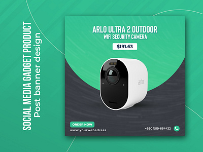 Social Media Arlo Ultra Outdoor Camera Banner Template Design banner design branding camera banner camera post design creative banner design design facebook ad graphic design instagram banner minimal camera post product design simply camera post design social poster ultra outdoor camera