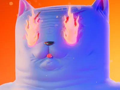 Gato 3d blender cat character character design fire flames illustration
