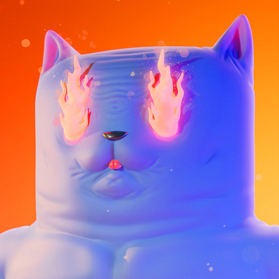 Gato 3d blender cat character character design fire flames illustration