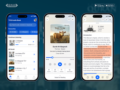 The Clear Quran Audiobook App al quran audio book audiobook mobile app halal designer islam islamic mobile app islamic mobile app design islamic platform islamic website learn quran app muslim app prayer app quran hadith app quran app quran learning platform quran mobile app tcq audiobook app the clear quran the clear quran app uiux design