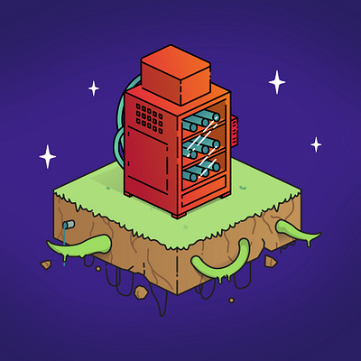 Space Vending Machine design illustration invaders machine space vening