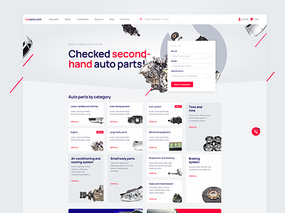 E-Commerce Web Site Design for auto parts e commerce red redesign simple uiux white