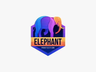 Elephant Protection Logo animals blue brand identity branding colorful elephant gradient gradient logo logo minimalist modern packaging protection red security shield technology visual identity yellow