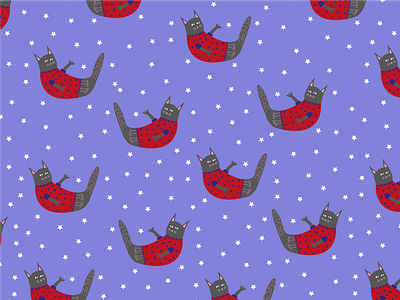 Vector seamless pattern cat funny cat pattern seamless pattern